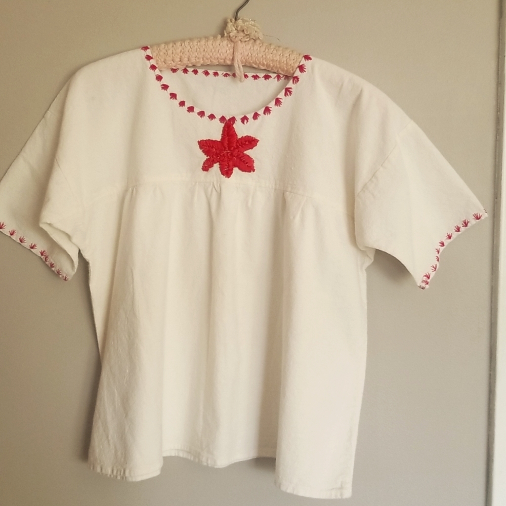 Vintage embroidered muslin top